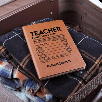 Teacher Nutrition Facts Personalized Leather Journal – view 7