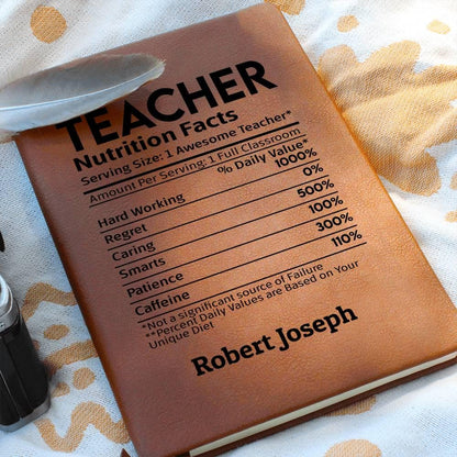 Teacher Nutrition Facts Personalized Leather Journal