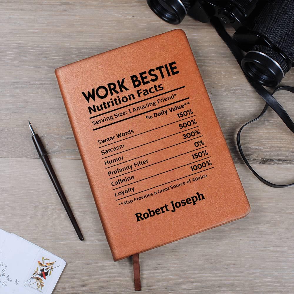 Work bestie nutrition facts personalized leather journal – view 8