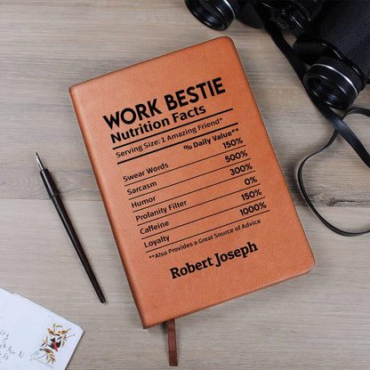 Work bestie nutrition facts personalized leather journal – view 8
