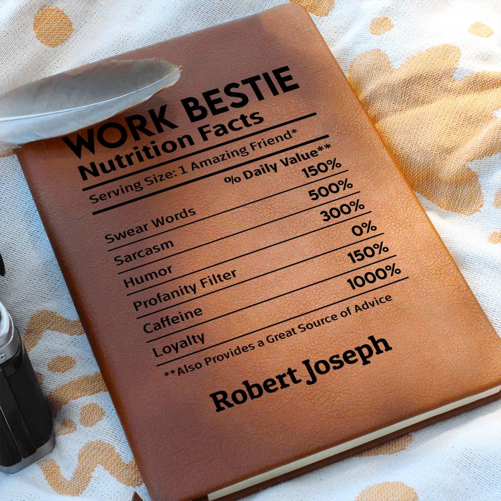 Work bestie nutrition facts personalized leather journal – view 9