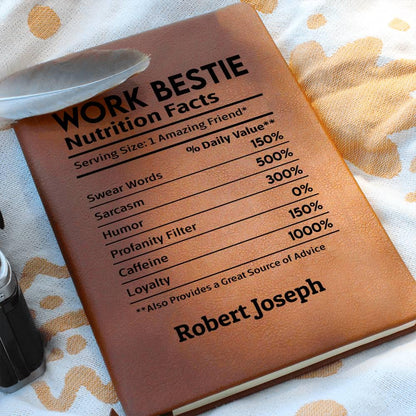 Work bestie nutrition facts personalized leather journal – view 9