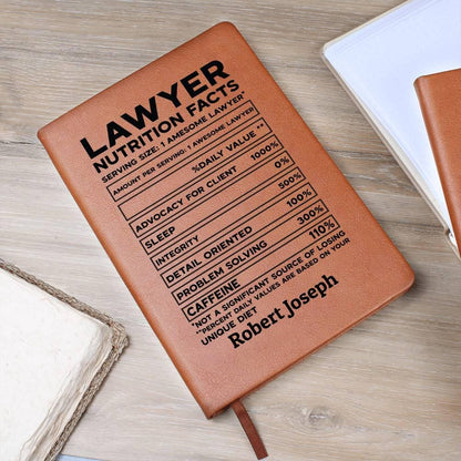 Lawyer Nutrition Facts Personalized Leather Journal – Gift for Lawyer – view 7