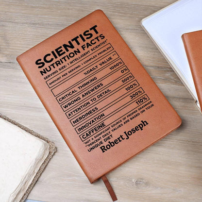 Scientist Nutrition Facts Personalized Leather Journal – Lab Scientist – view 8