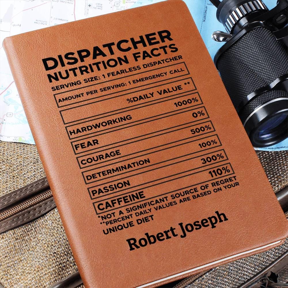 Emergency Dispatcher Nutrition Facts Personalized Leather Journal