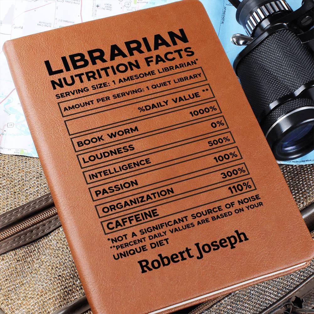 Librarian Nutrition Facts Personalized Leather Journal – view 9