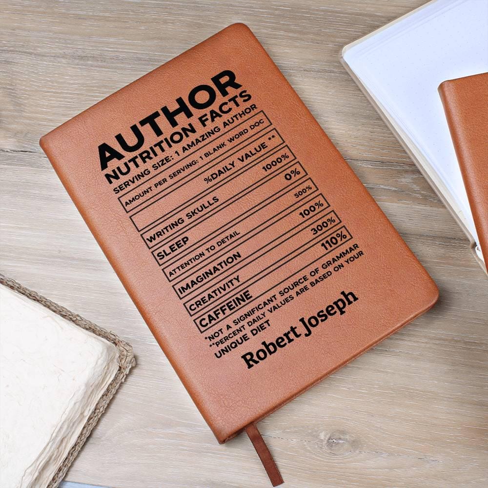 Author Nutrition Facts Personalized Leather Journal – Gift for Author – view 8