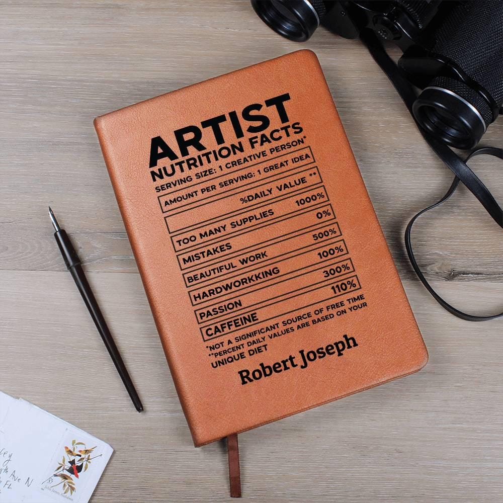 Artist Nutrition Facts Personalized Leather Journal – Gift for Artist – view 8