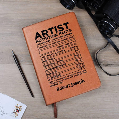 Artist Nutrition Facts Personalized Leather Journal – Gift for Artist – view 8