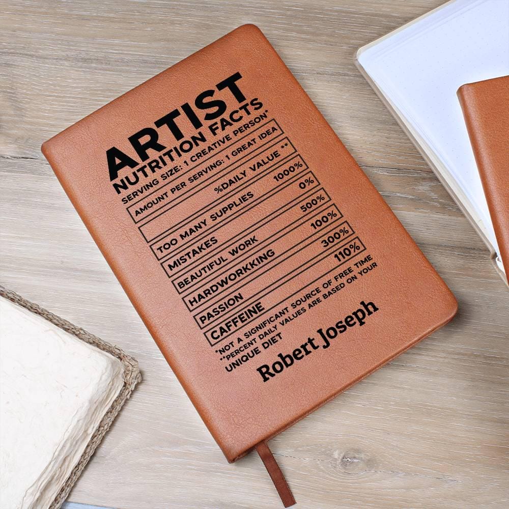Artist Nutrition Facts Personalized Leather Journal – Gift for Artist – view 6