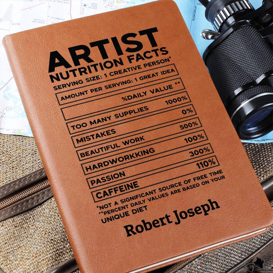 Artist Nutrition Facts Personalized Leather Journal – Gift for Artist