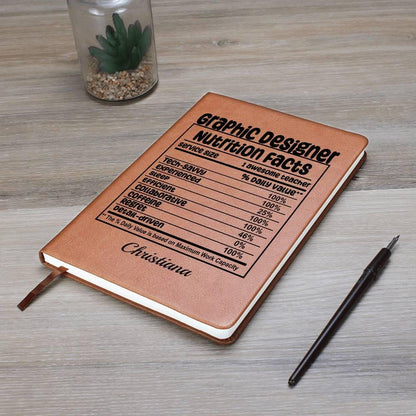 Graphic Designer Nutrition Facts Personalized Leather journal – view 9