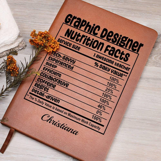 Graphic Designer Nutrition Facts Personalized Leather journal