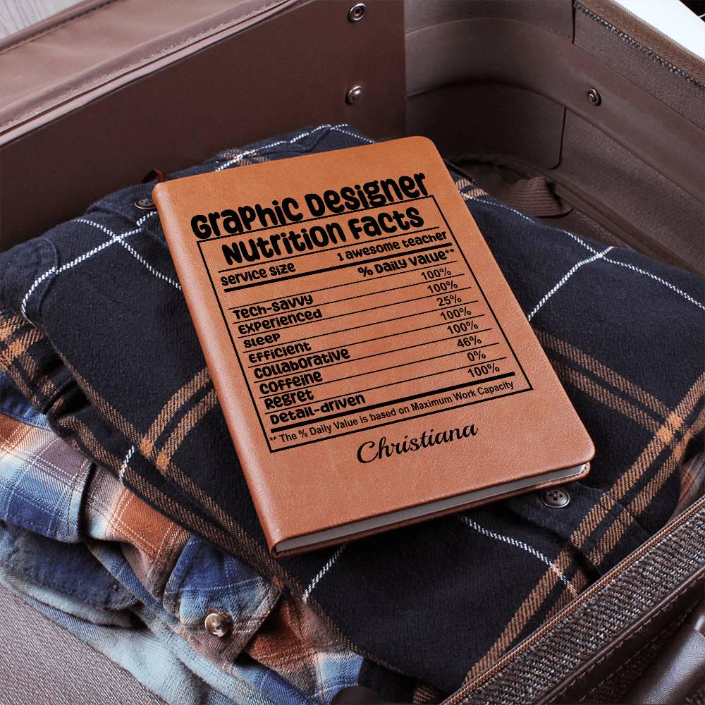 Graphic Designer Nutrition Facts Personalized Leather journal – view 5