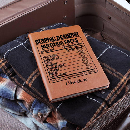 Graphic Designer Nutrition Facts Personalized Leather journal – view 5