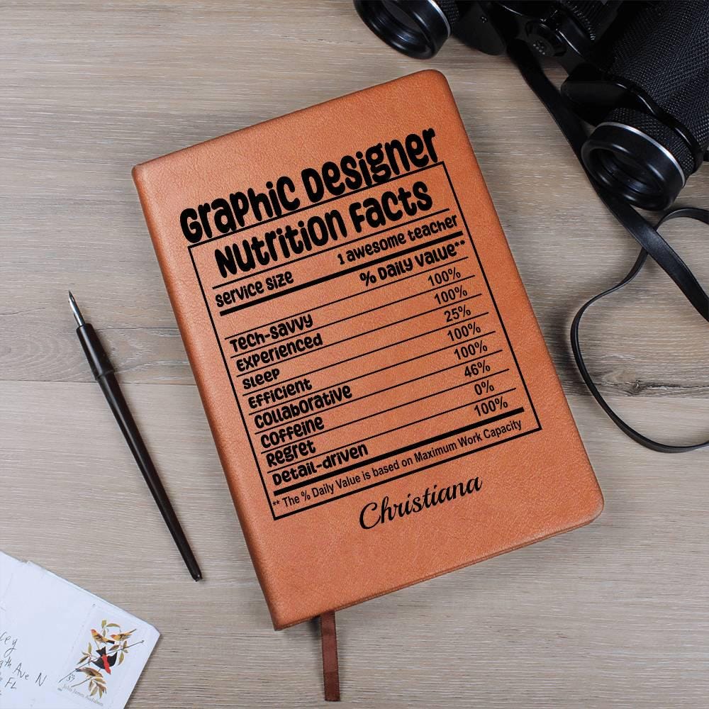 Graphic Designer Nutrition Facts Personalized Leather journal – view 6