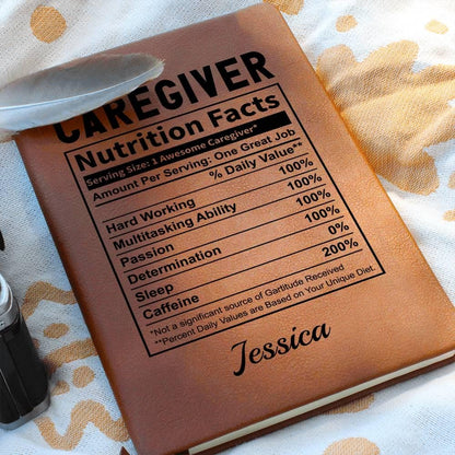 Personalized Caregiver Nutrition Facts Leather Journal – view 10