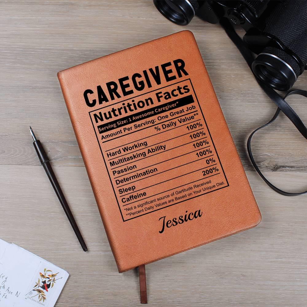 Personalized Caregiver Nutrition Facts Leather Journal – view 7