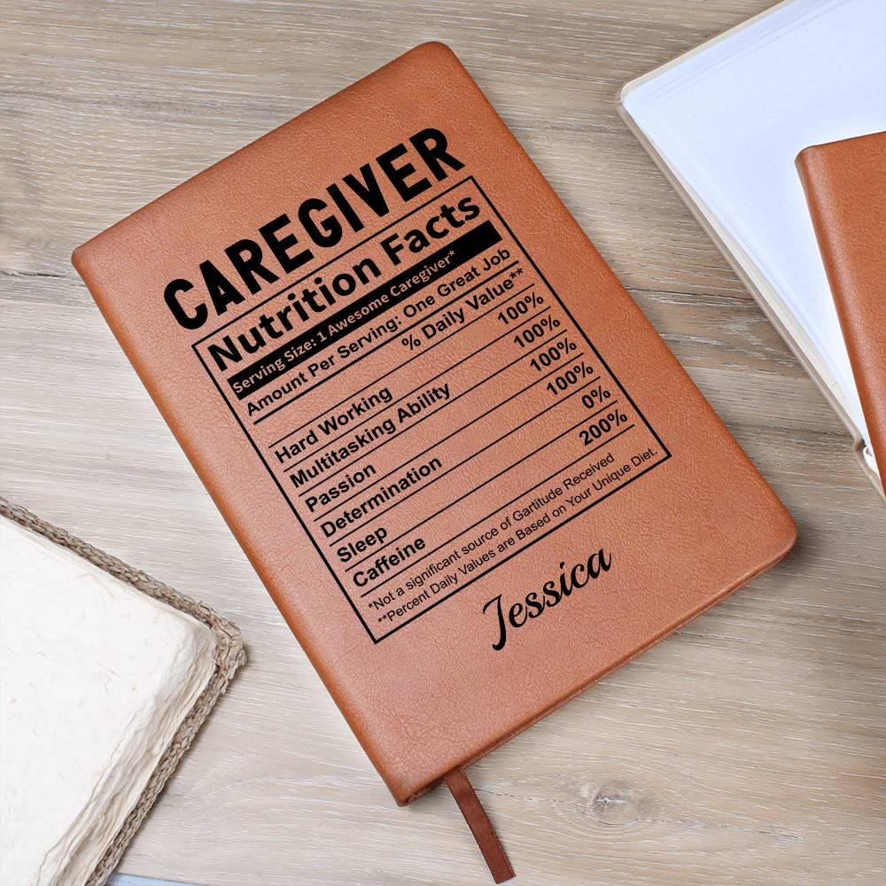 Personalized Caregiver Nutrition Facts Leather Journal – view 8