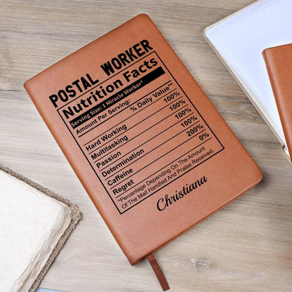 Personalized Postal Worker Nutrition Facts Leather Journal – view 6