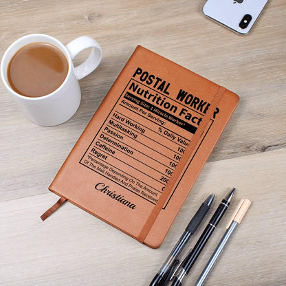 Personalized Postal Worker Nutrition Facts Leather Journal – view 2