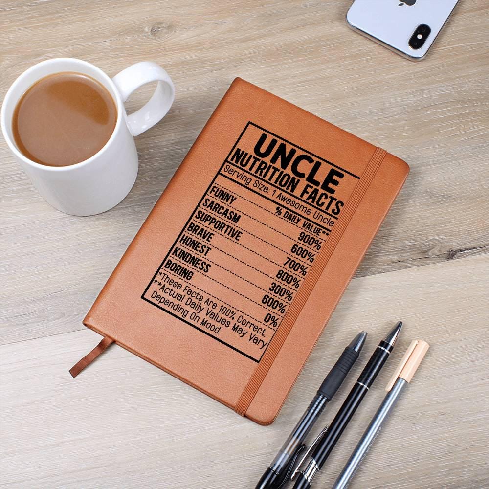 Uncle nutrition facts Leather Journal – Gift for Uncle – view 2
