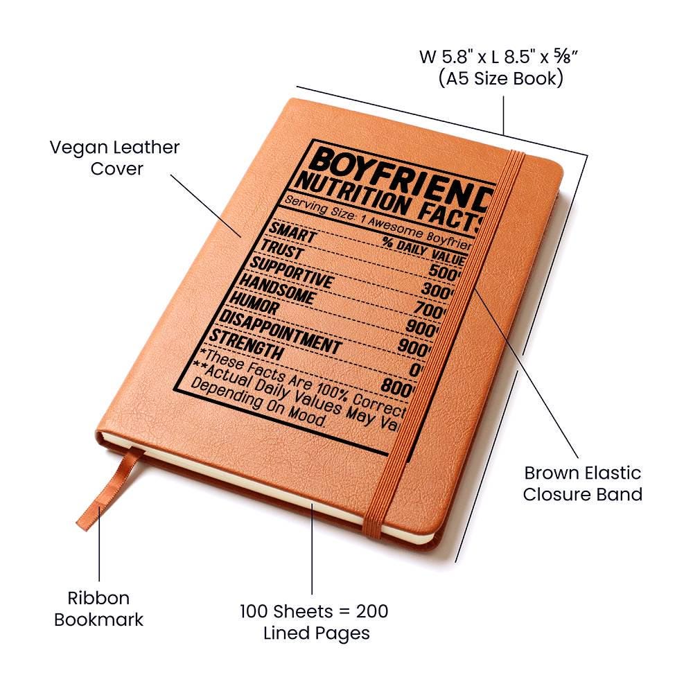 Boyfriend nutrition facts Leather Journal – Gift for Boyfriend – view 3