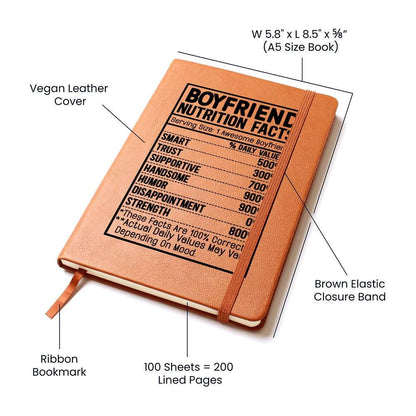 Boyfriend nutrition facts Leather Journal – Gift for Boyfriend – view 3