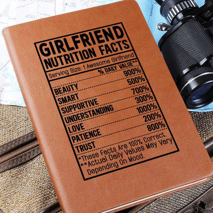 Girlfriend nutrition facts Leather Journal – Gift for Girlfriend