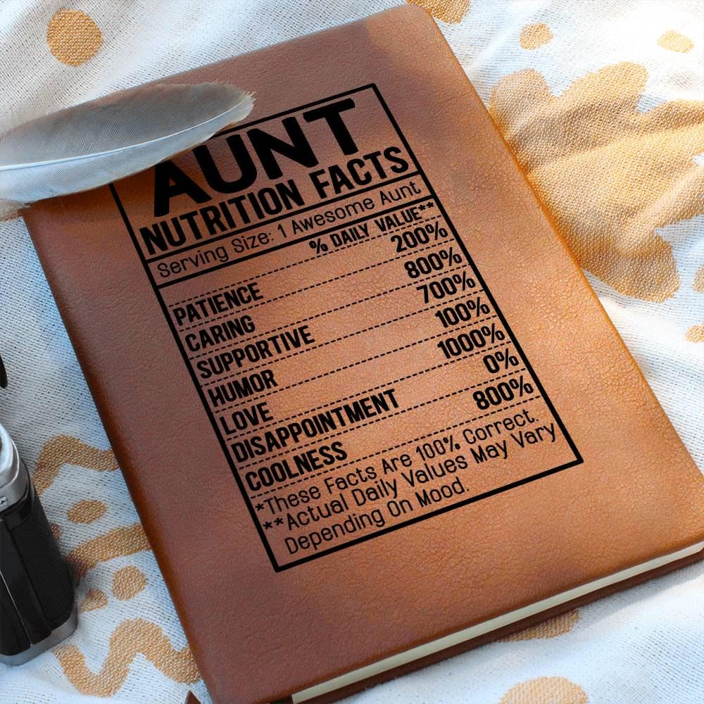 Aunt nutrition facts Leather Journal – Gift for aunt – view 10