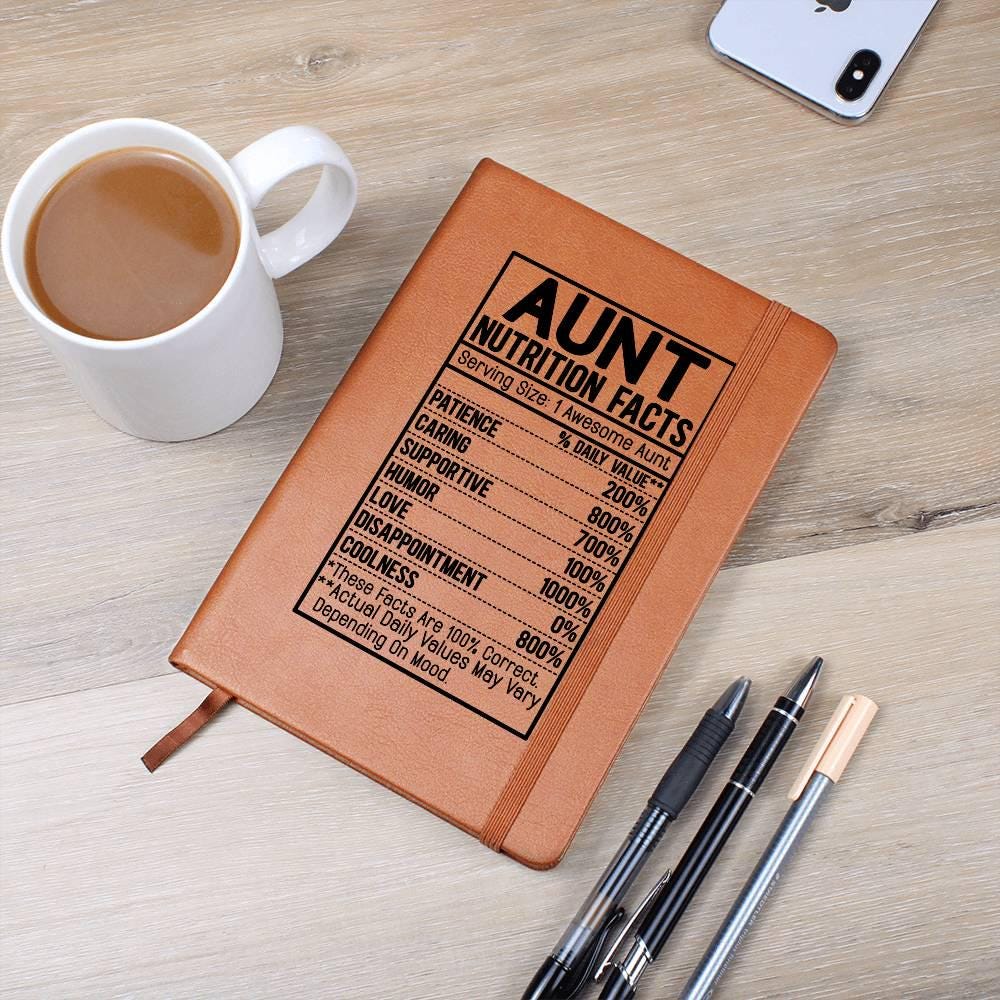 Aunt nutrition facts Leather Journal – Gift for aunt – view 2