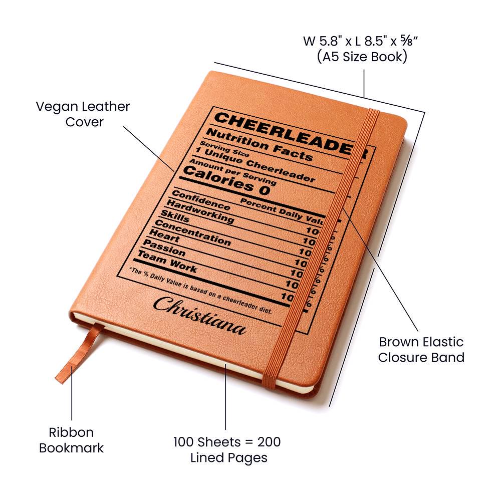 Personalized Cheerleader Nutrition Facts Leather Journal – view 4
