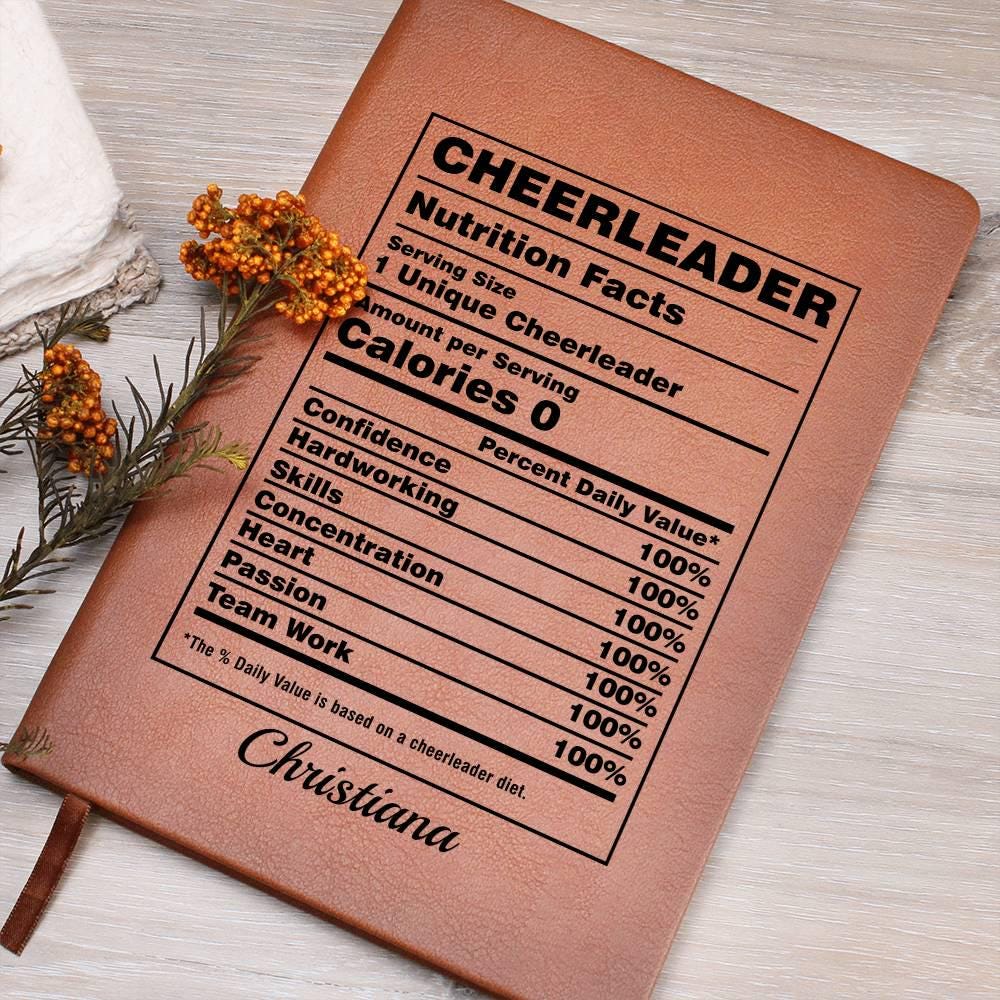 Personalized Cheerleader Nutrition Facts Leather Journal