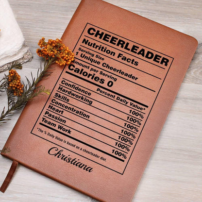 Personalized Cheerleader Nutrition Facts Leather Journal