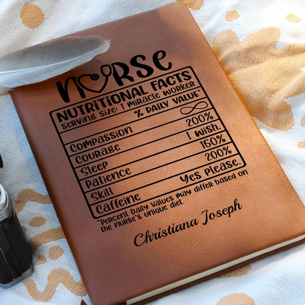 Personalized Nurse Nutritional Facts Leather Journal – Rn Gifts – view 9