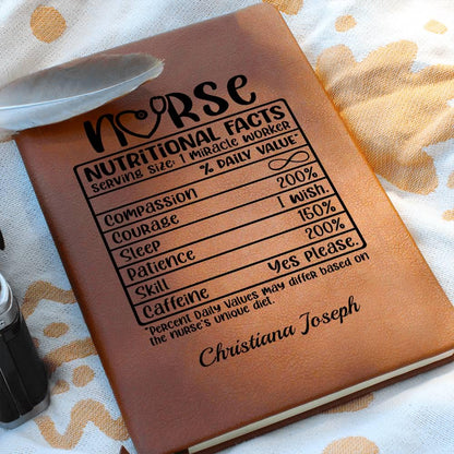 Personalized Nurse Nutritional Facts Leather Journal – Rn Gifts – view 9