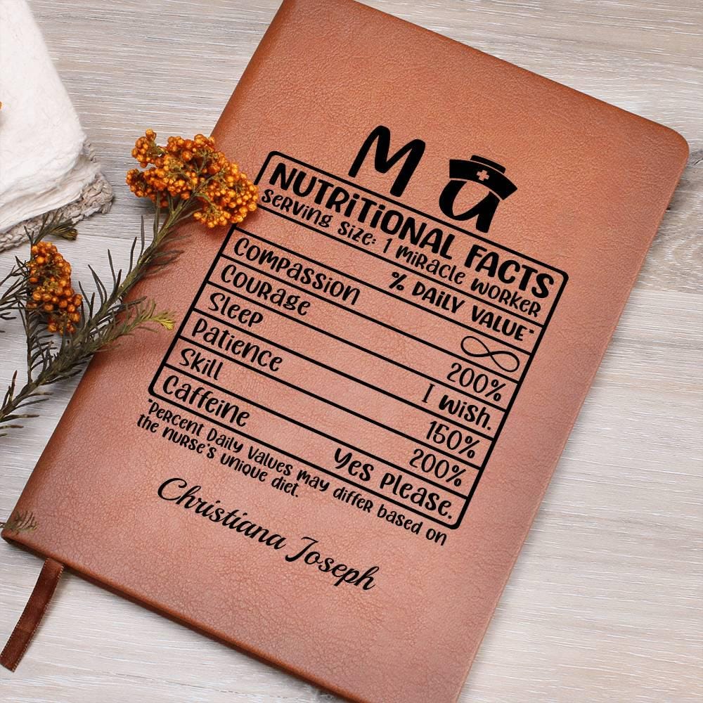 MA Nurse Nutritional Facts Personalized Leather Journal – Ma gifts