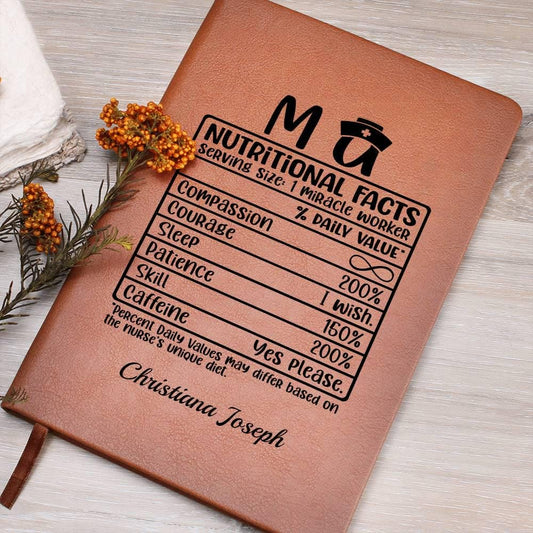 MA Nurse Nutritional Facts Personalized Leather Journal – Ma gifts