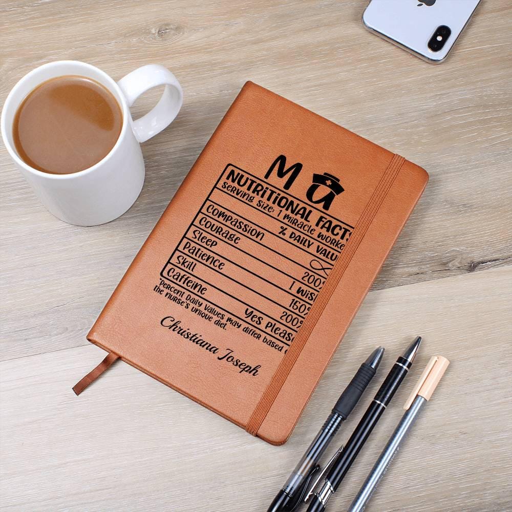 MA Nurse Nutritional Facts Personalized Leather Journal – Ma gifts – view 2