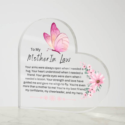 Personalized Mother in Law Butterfly Heart Plaque – Gift from Bride – view 2