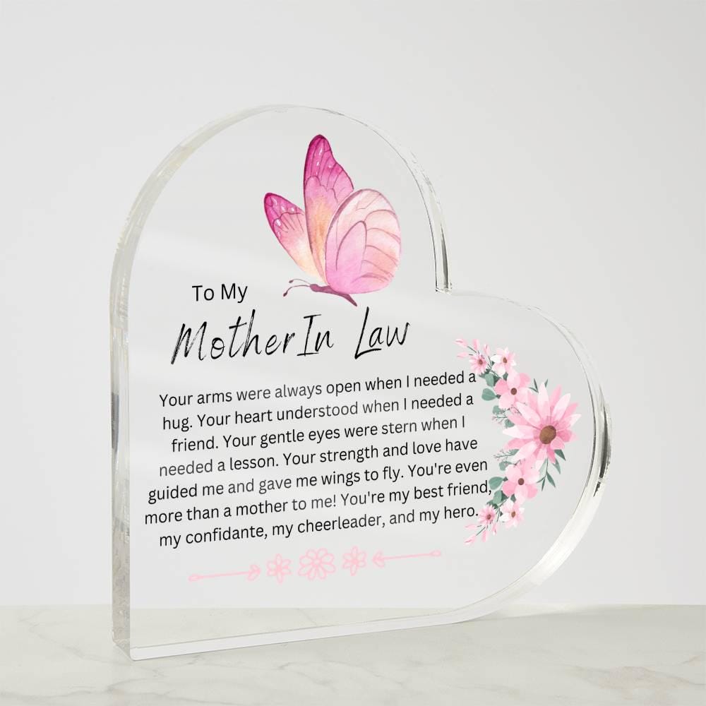 Personalized Mother in Law Butterfly Heart Plaque – Gift from Bride – view 8