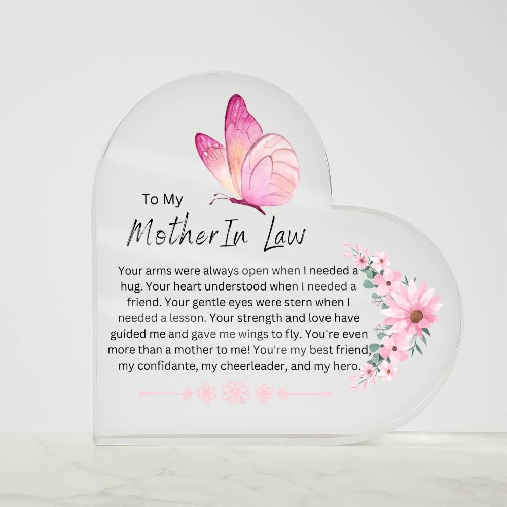 Personalized Mother in Law Butterfly Heart Plaque – Gift from Bride – view 7