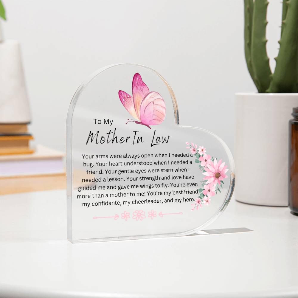 Personalized Mother in Law Butterfly Heart Plaque – Gift from Bride – view 3