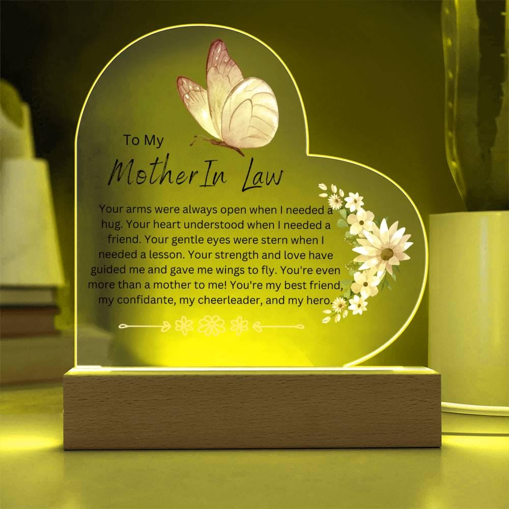 Personalized Mother in Law Butterfly Heart Plaque – Gift from Bride – view 9