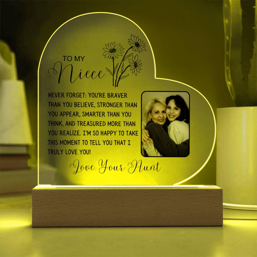 Custom Niece Photo Heart Acrylic Plaque – Niece Gift from Aunt – view 5