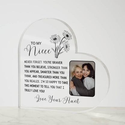Custom Niece Photo Heart Acrylic Plaque – Niece Gift from Aunt – view 8