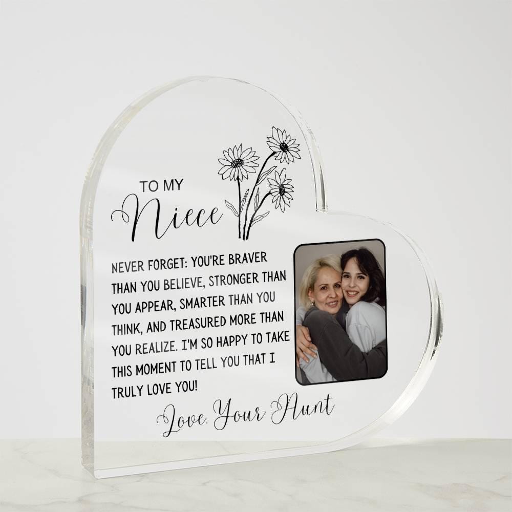 Custom Niece Photo Heart Acrylic Plaque – Niece Gift from Aunt – view 3