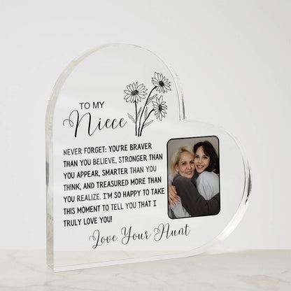 Custom Niece Photo Heart Acrylic Plaque – Niece Gift from Aunt – view 3