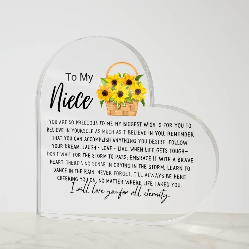 Personalized Niece Sunflower Heart Acrylic Plaque – view 5