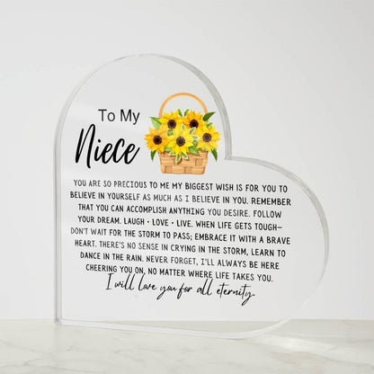 Personalized Niece Sunflower Heart Acrylic Plaque – view 5